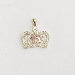 10kt Real Gold Quincenera Crown Style Pendant